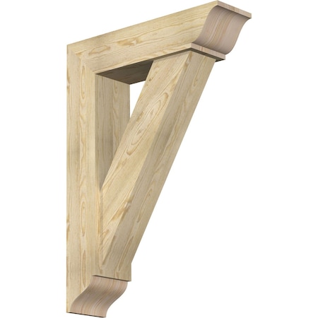 Ekena Millwork Traditional Traditional Rough Sawn Bracket w/ Offset Brace, Douglas Fir, 8"W x 30"D x 42"H BKT0806X30X42TRA01RDF